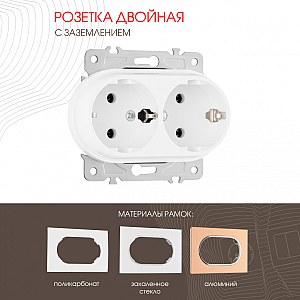 Розетка двойная с заземлением Arte Milano 202.40-2.white
