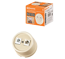 Розетка телефонная RJ11 + компьютерная RJ45 сл. кость Болонь TDM Electric SQ1820-0352