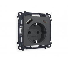 Комплект механизма розетки 2USB A+C 20W (быстрая зарядка) с/з Ambrella Volt Alfa MA910010