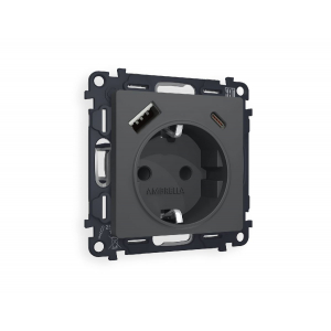 Комплект механизма розетки 2USB A+C 20W (быстрая зарядка) с/з Ambrella Volt Alfa MA910010