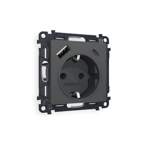 Комплект механизма розетки 2USB A+C 20W (быстрая зарядка) с/з Ambrella Volt Alfa MA910010 Комплект механизма розетки 2USB A+C 20W (быстрая зарядка) с/з Ambrella Volt Alfa MA910010
