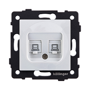 Розетка двойная Ethernet RJ45 Cat.5, белый Kollinger REA-015WH для Aspekt, Eleganz, Reflex
