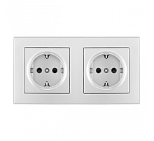 Розетка двойная (двухпостовая) с/з и шторками Arte Milano SET06-2-40-1x2 silver