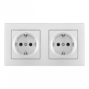 Розетка двойная (двухпостовая) с/з и шторками Arte Milano SET06-2-40-1x2 silver