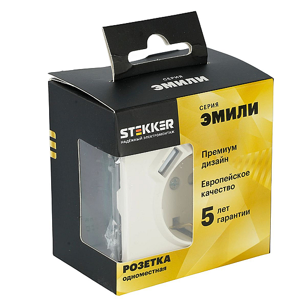 Розетка 1-местная з/ш с/з 16А + USB + Type C (механизм), Stekker, 250В, 20W Эмили, белый фарфор, soft-touch, RST16-5119-01 50217