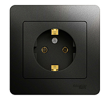 Розетка с/з, 16А (в сборе) Systeme Electric Glossa Антрацит GSL000742