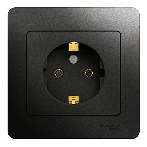Розетка с/з, 16А (в сборе) Systeme Electric Glossa Антрацит GSL000742