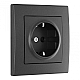 Комплект розетки с/з и шторками и рамкой Arte Milano SET06-1-40-1 black