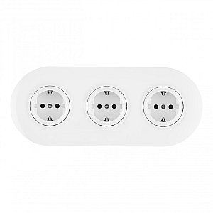 Круглая розетка тройная (трехпостовая) с/з и шторками Arte Milano SET08-3-40-1x3 white