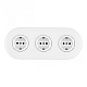 Круглая розетка тройная (трехпостовая) с/з и шторками Arte Milano SET08-3-40-1x3 white