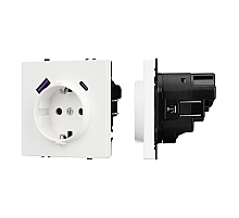 Розетка зк со шторками с USB тип А+С софт-тач белый кварц Arlight SCT-MUAC-SFPL-WH (250V, 16A) 054284(1)