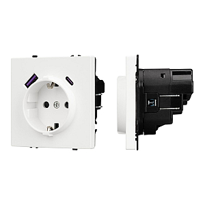 Розетка зк со шторками с USB тип А+С софт-тач белый кварц Arlight SCT-MUAC-SFPL-WH (250V, 16A) 054284(1)