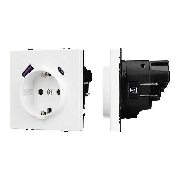Розетка зк со шторками с USB тип А+С софт-тач белый кварц Arlight SCT-MUAC-SFPL-WH (250V, 16A) 054284(1)
