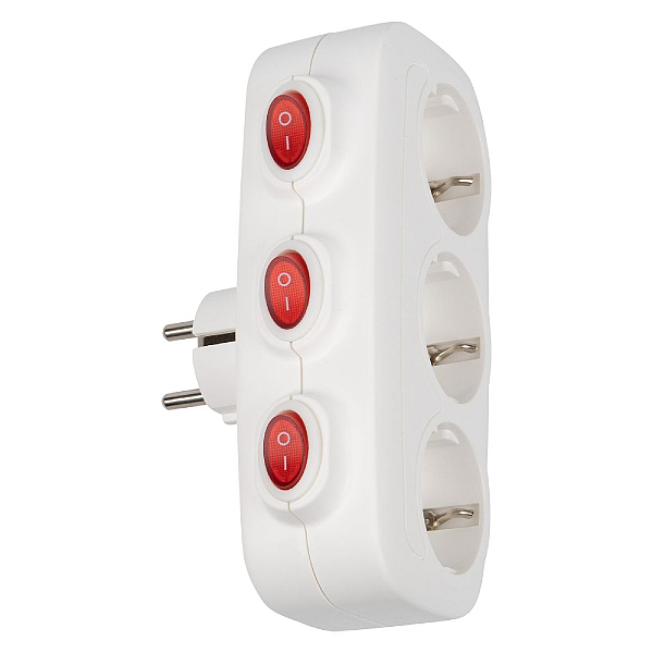 Разветвитель сетевой с выключателем Uniel S-GES3-16OB WHITE UL-00011239