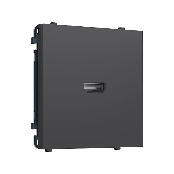 Комплект механизма розетки HDMI 2.1 SIGMA Графит Мягкое касание 30V/900MS 4K-120HZ 8K-60Hz QUANT PRO Ambrella Volt MS914030 (SP9140, PR223)