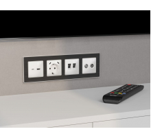 Комплект механизма компьютерной двойной розетки RJ-45 с автоматической защитной шторкой Alfa Белый глянец Quant Ambrella Volt MA112110 (AP1121, VM189)