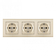 Розетка тройная (трехпостовая) с/з и шторками Arte Milano SET06-3-40-1x3 shampan