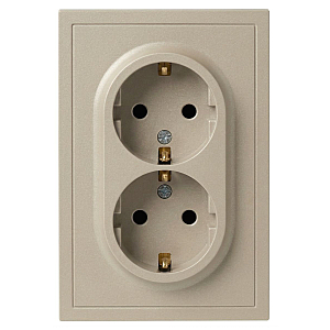 Розетка Эра Galaxy 15-2104-04 с заземлением двойная 2X2P+E Schuko 16А-250В IP20 шампань Б0070684