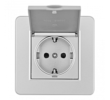 Комплект розетки с/з и шторками, защитной крышкой и рамкой Arte Milano SET16-1-41-1 silver