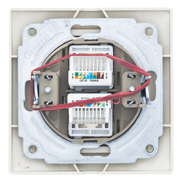 Розетка двойная компьютерная RJ45 скрытой установки IP20,слоновая кость 'Дельта' General 477281