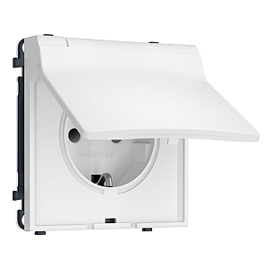 Комплект механизма электрической розетки SIGMA Белый матовый 50Hz 2P+E с/з с/ш и крышкой IP44 16A-250V QUANT PRO Ambrella Volt MS128010 (SP1280, PR141)