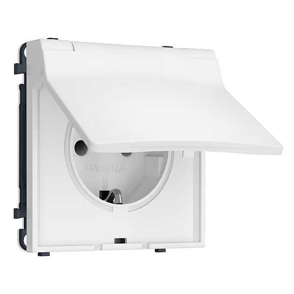 Комплект механизма электрической розетки SIGMA Белый матовый 50Hz 2P+E с/з с/ш и крышкой IP44 16A-250V QUANT PRO Ambrella Volt MS128010 (SP1280, PR141)