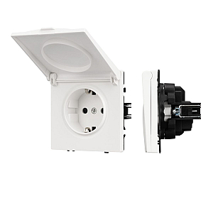 Розетка зк со шторками и крышкой софт-тач белый кварц Arlight SCT-MCP-SFPL-WH (250V, 16A) 054280(1)