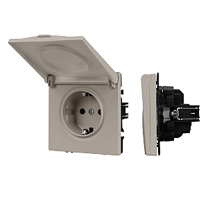 Розетка зк со шторками и крышкой софт-тач кашемир Arlight SCT-MCP-SFPL-CA (250V, 16A) 059440(1)