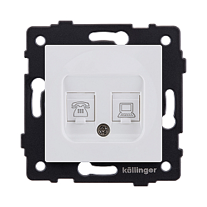 Розетка двойная RJ11 + RJ45 Cat.6, белый матовый Kollinger REA-011WM для Aspekt, Eleganz, Reflex