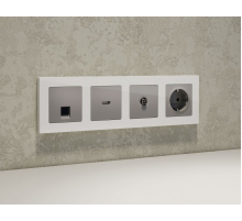 Комплект механизма компьютерной розетки RJ-45 экранированной с автоматической защитной шторкой Alfa Сталь матовый Quant Ambrella Volt MA512005 (AP5120, VM185)