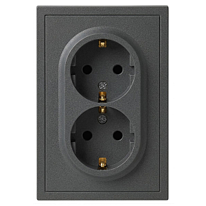Розетка Эра Galaxy 15-2104-06 с заземлением двойная 2X2P+E Schuko 16А-250В IP20 графит Б0070687