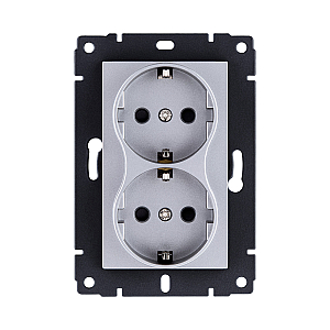 Розетка штепсельная SCHUKO двойная 16A/250 В, серый Kollinger REA-032GY для Aspekt, Eleganz, Reflex