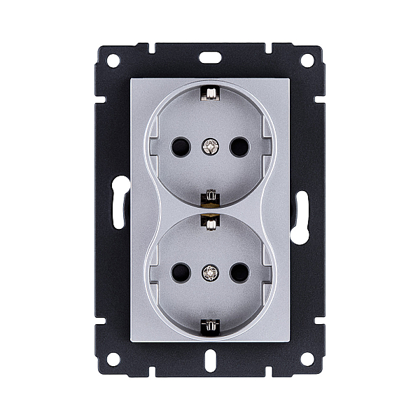 Розетка штепсельная SCHUKO двойная 16A/250 В, серый Kollinger REA-032GY для Aspekt, Eleganz, Reflex