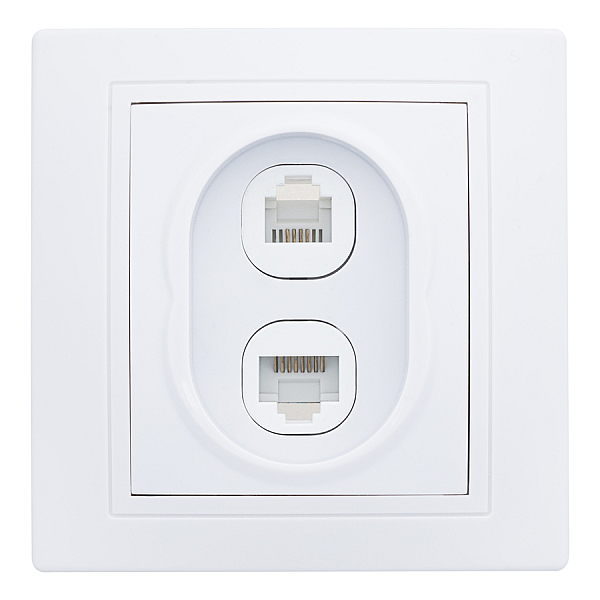 Розетка телефонная RJ11 + компьютерная RJ45 скрытой установки IP20, белая 'Дельта' General 477229