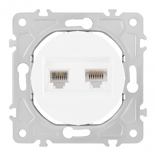 Розетка телефонная RJ11 + компьютерная RJ45 Arte Milano 202.44-1.white