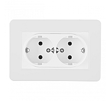 Розетка двойная с/з и шторками Arte Milano SET16-double-40-2 white