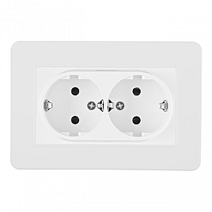 Розетка двойная с/з и шторками Arte Milano SET16-double-40-2 white