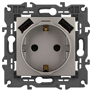 Розетка со шторками с 2xUSB Эра Elegance 14-4109-16 Б0065775
