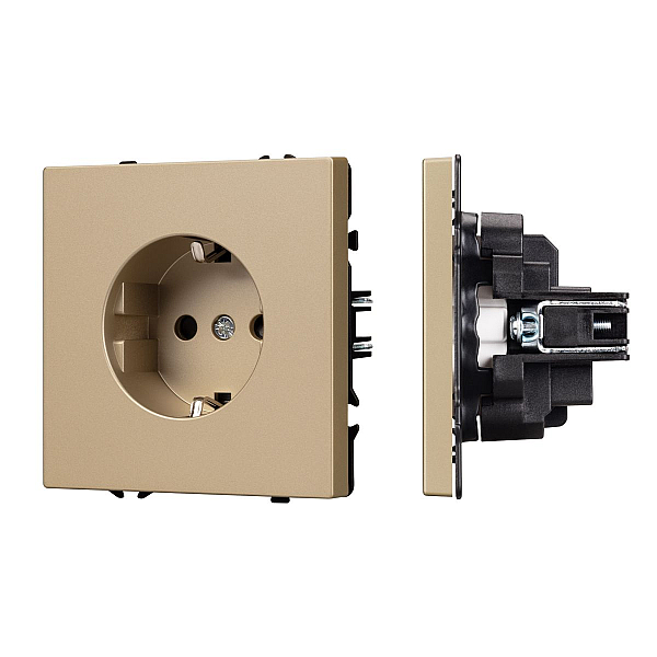 Розетка зк со шторками софт-тач золотой песок Arlight SCT-MEU-SFPL-GD (250V, 16A) 054278(1)