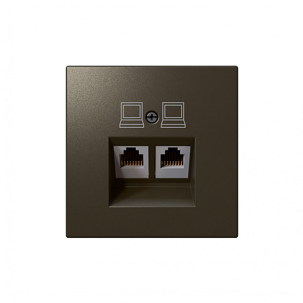 Интернет-розетка RJ45 двойная с накладкой Jasmart FD6106BR
