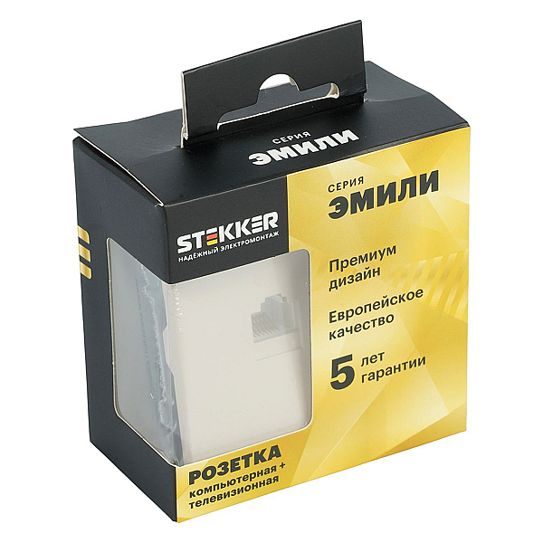 Розетка TV + компьютерная RJ-45 (механизм), Stekker Эмили, RST00-5106-08, кашемир, soft touch 49898