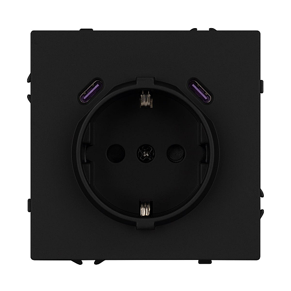 Механизм розетки с USB зарядкой Arlight SCT-NOBE-MUCC-SFPL-BK (230V, 16A) 061813