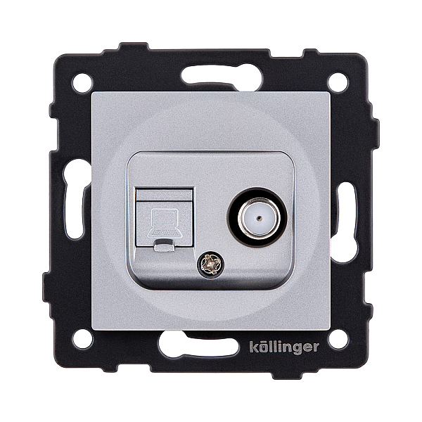 Розетка двойная спутниковая SAT + RJ45 Cat.6, серый Kollinger REA-014GY для Aspekt, Eleganz, Reflex