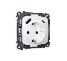 Комплект механизма розетки 2USB A+C 20W (быстрая зарядка) с/з Ambrella Volt Omega MO130010