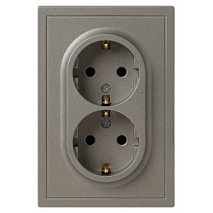 Розетка Эра Galaxy 15-2104-07 с заземлением двойная 2X2P+E Schuko 16А-250В IP20 титан Б0070689