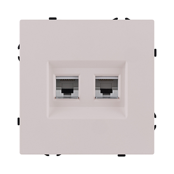 Розетка двойная Ethernet RJ45 Cat.6, кашемир матовый Kollinger Eclipse EC-018CM