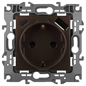 Розетка со шторками с USB type-A+C Эра 12-4108-13 Б0067757