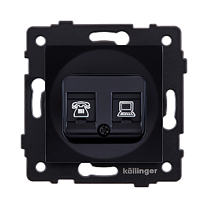 Розетка двойная RJ11 + RJ45 Cat.6, черный Kollinger REA-011BK для Aspekt, Eleganz, Reflex