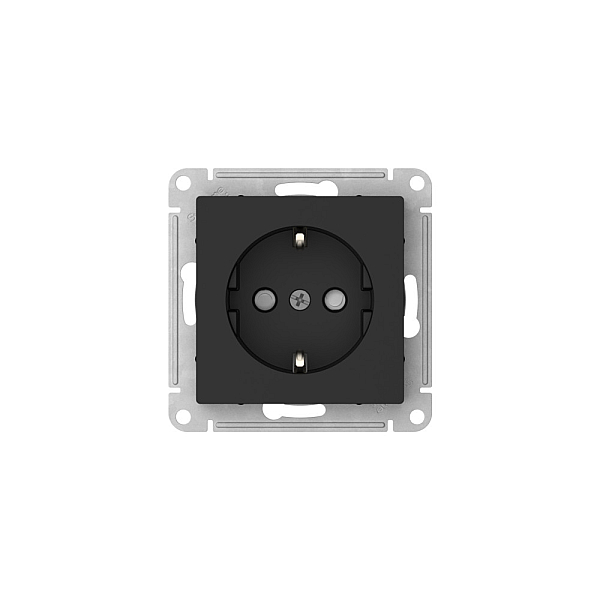 Розетка с заземлением со шторками, 16А, мех., быстрозажим. Клем Systeme Electric AtlasDesign Карбон ATN001045S