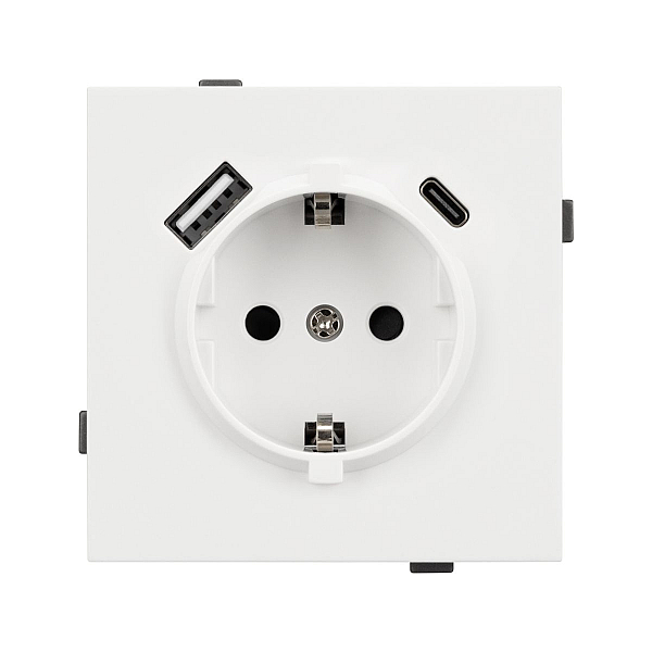 Механизм розетки с USB зарядкой Arlight SCT-TENDO-MUAC-SFPL-WH (230V, 16A) 054610